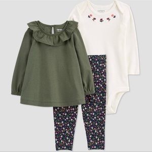 Carter’s Just One You Baby Girls Floral top & Bottom set- Olive Green